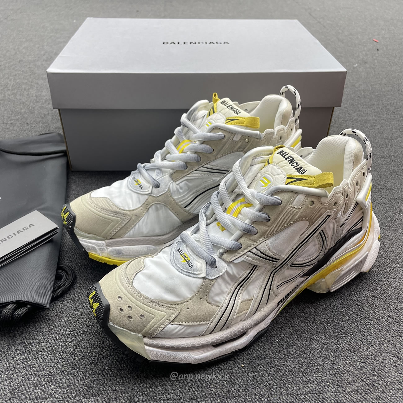 Balenciaga Runner Nylon Grey White Yellow Womens 772774 W3rny 9170 (8) - newkick.app